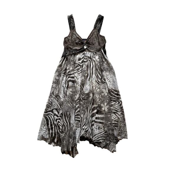 Y2K VTG Anac by Kimi Zebra Midi Dress Women's Size XL Mesh Lined - Picture 2 of 4